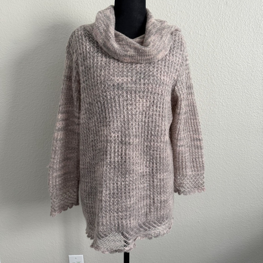 Jones New York Women's XL Tunic Sweater Waffle Knit Wool Mohair Blend